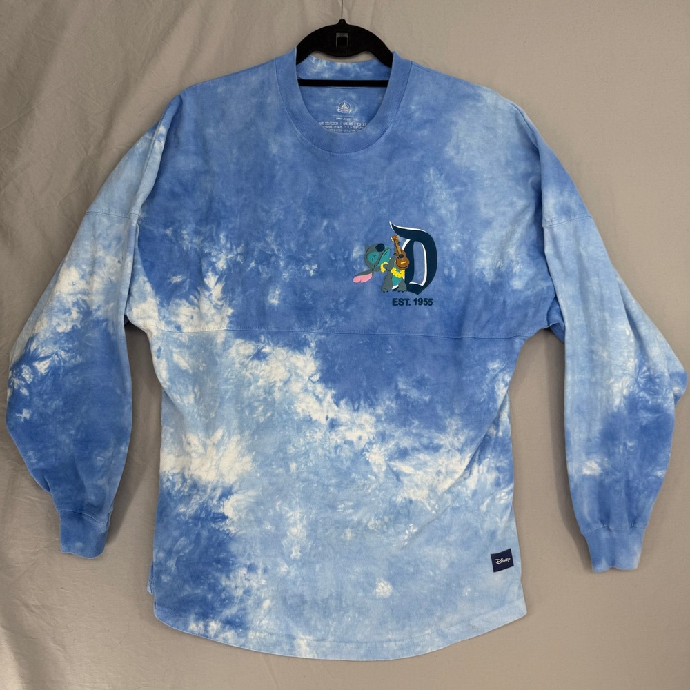 Disney Spirit Jersey Disneyland Stitch Tie Dye Blue Long Sleeve Shirt XS